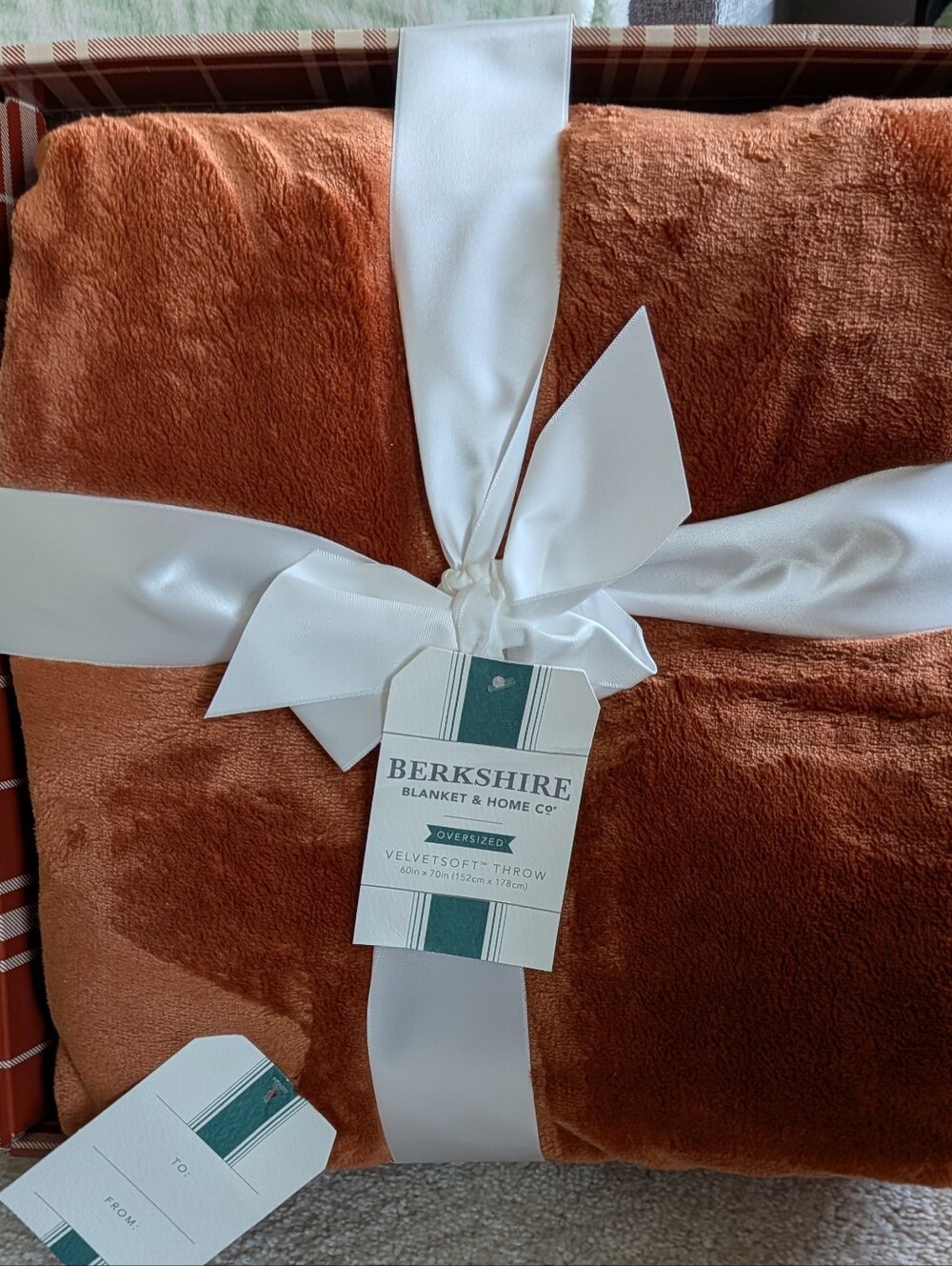 Berkshire VelvetSoft Throw Blanket in Rust Orange